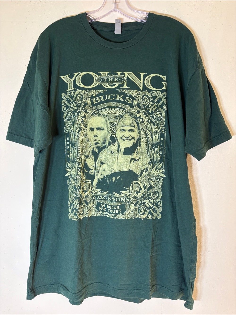 Like NEW! Next Level Apparel Cotton Tee with Green Young Bucks Graphic. XXL.